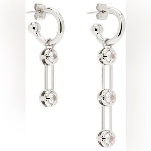 Justine Clenquet Alva Drop Palladium Silver Crystal Earrings